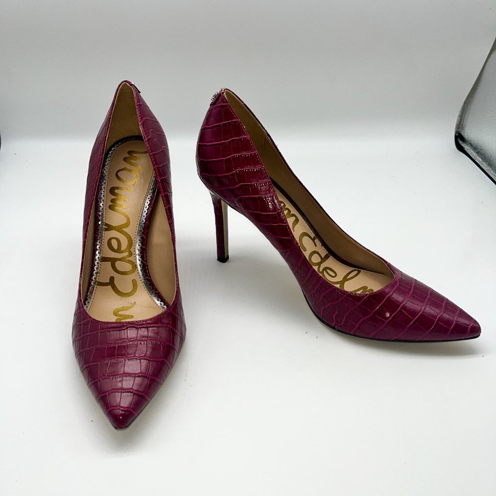 Sam Edelman Plum Snakeprint Pointed Toe Pumps Sz … - image 2